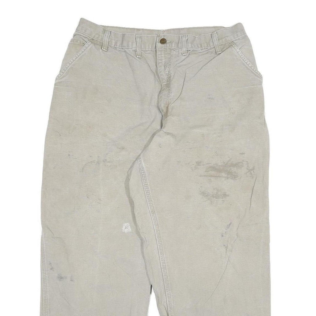 CARHARTT Mens Relaxed Beige Denim W32 L27 Workwear Zip Closure Jeans