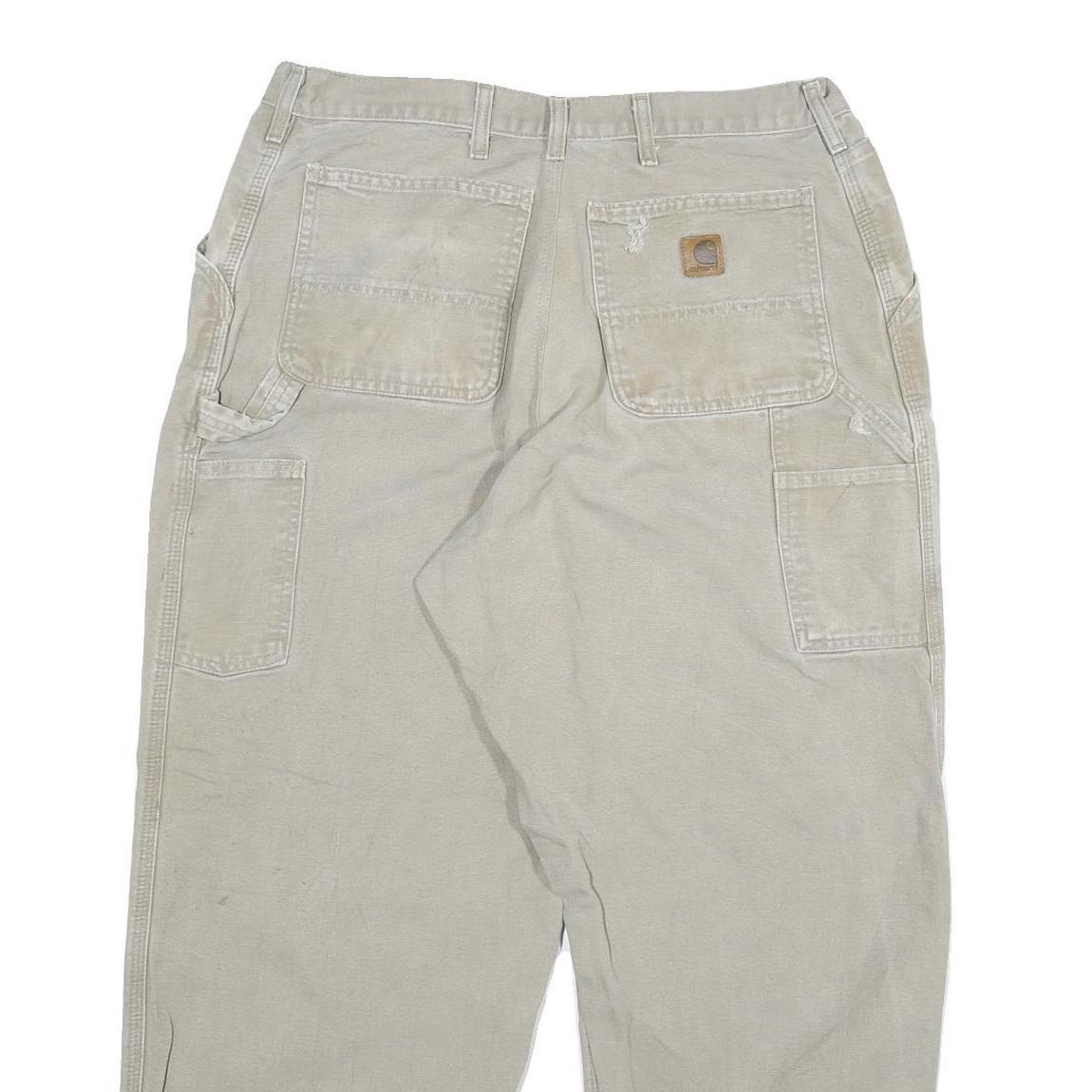 CARHARTT Mens Relaxed Beige Denim W32 L27 Workwear Zip Closure Jeans