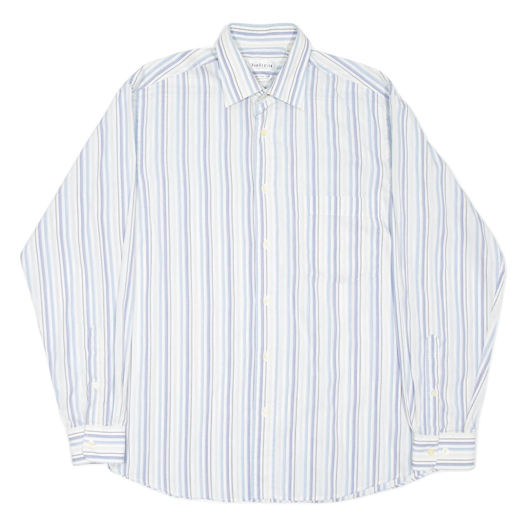 VAN HEUSEN Mens Shirt Blue Striped Long Sleeve M