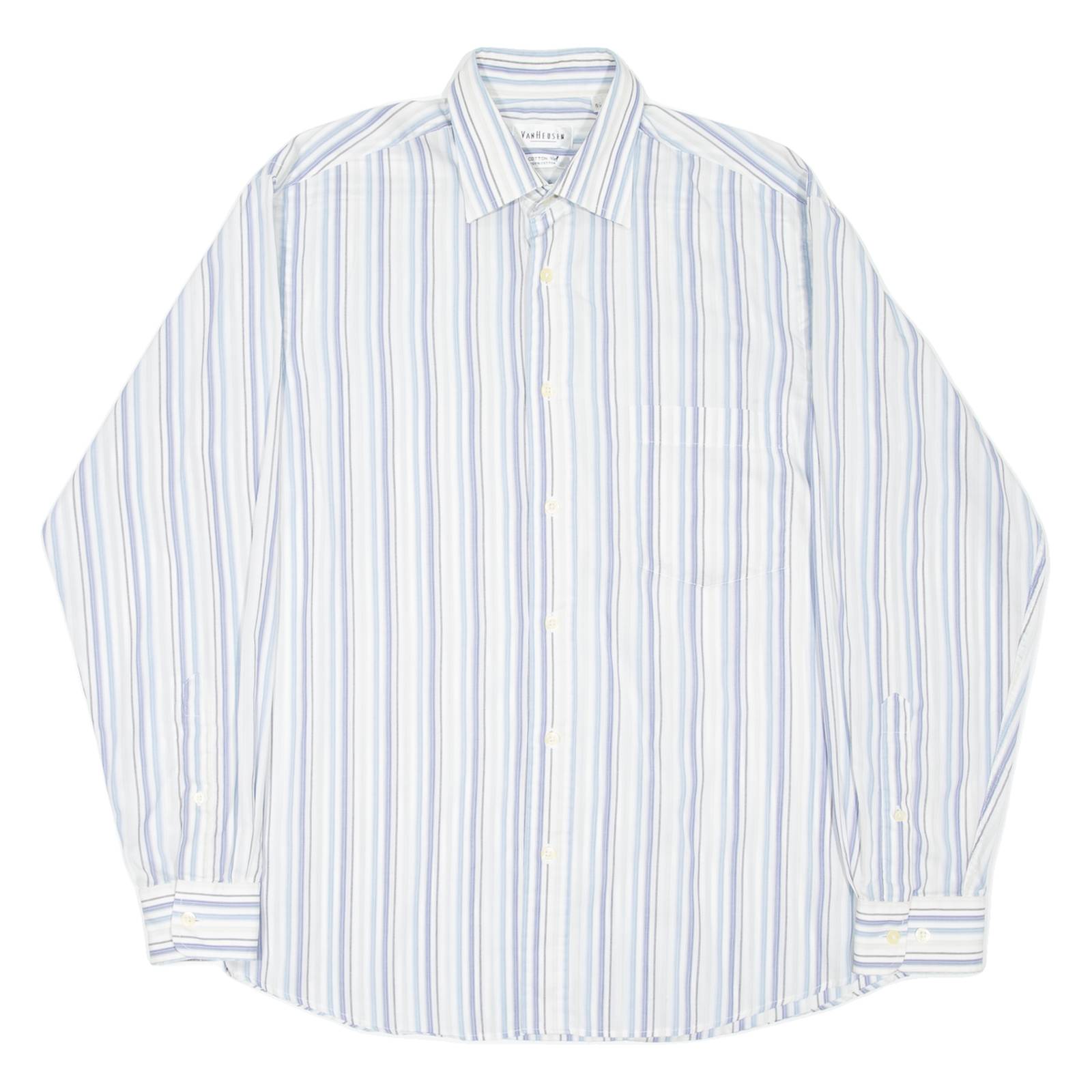 VAN HEUSEN Mens Shirt Blue Striped Long Sleeve M