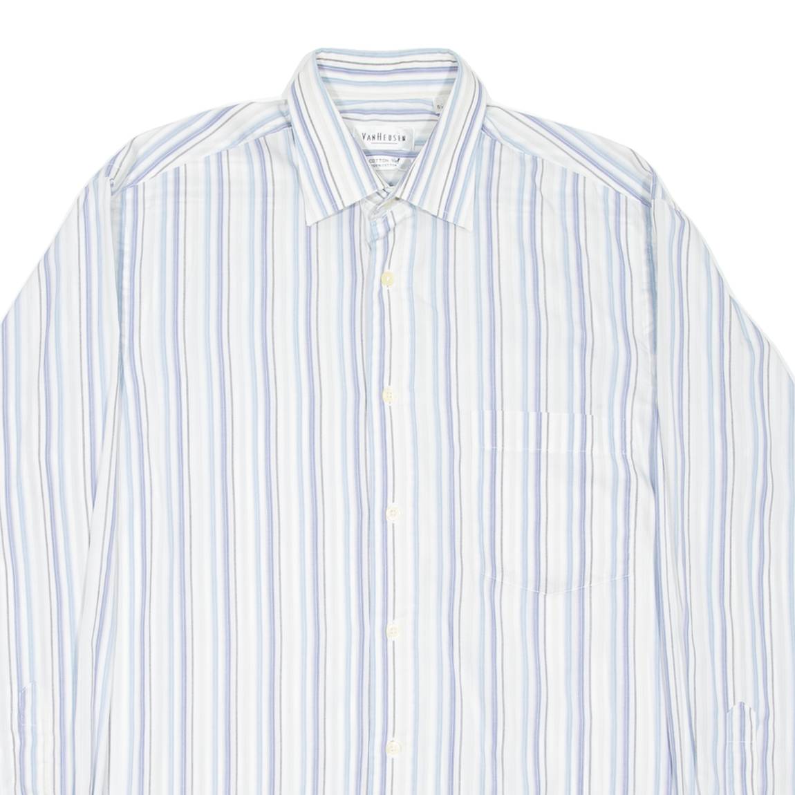 VAN HEUSEN Mens Shirt Blue Striped Long Sleeve M