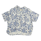 LIZ CLAIRBORNE Womens White & Blue Floral Cotton Blend Shirt M Summer Casual
