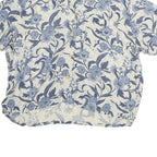 LIZ CLAIRBORNE Womens White & Blue Floral Cotton Blend Shirt M Summer Casual