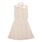 Womens Beige & Black Polka Dot Sleeveless Day Dress Polyester Blend S Shirt