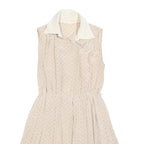 Womens Beige & Black Polka Dot Sleeveless Day Dress Polyester Blend S Shirt