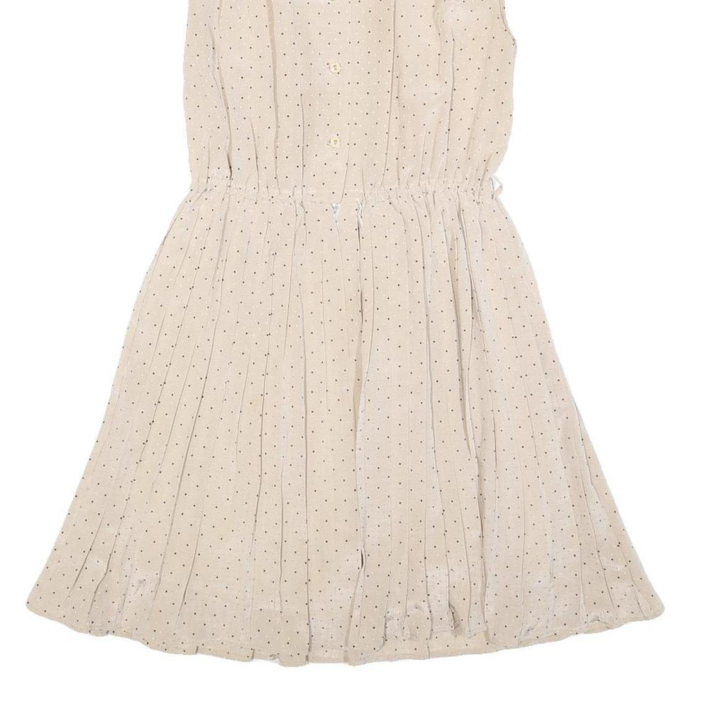 Womens Beige & Black Polka Dot Sleeveless Day Dress Polyester Blend S Shirt