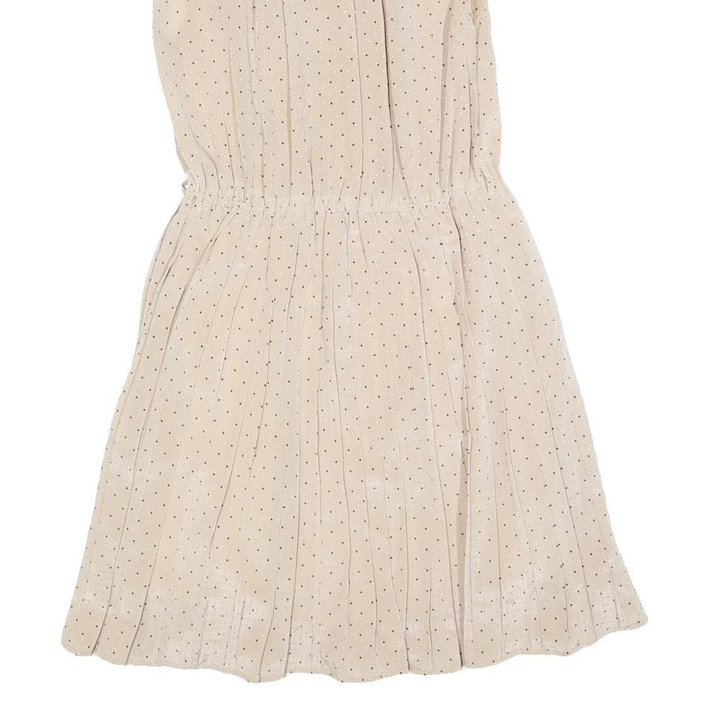 Womens Beige & Black Polka Dot Sleeveless Day Dress Polyester Blend S Shirt