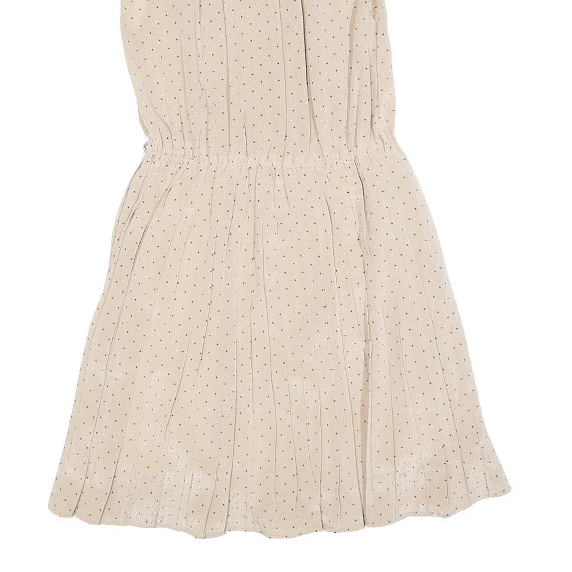 Womens Beige & Black Polka Dot Sleeveless Day Dress Polyester Blend S Shirt