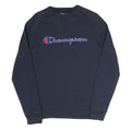 CHAMPION Mens Navy Blue Crew Neck S Cotton Blend Logo Sweatshirt