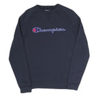 CHAMPION Mens Navy Blue Crew Neck S Cotton Blend Logo Sweatshirt