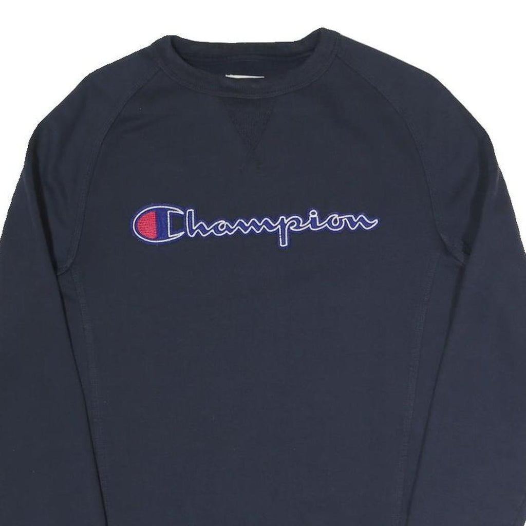 CHAMPION Mens Navy Blue Crew Neck S Cotton Blend Logo Sweatshirt