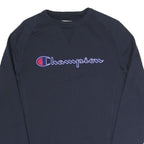 CHAMPION Mens Navy Blue Crew Neck S Cotton Blend Logo Sweatshirt