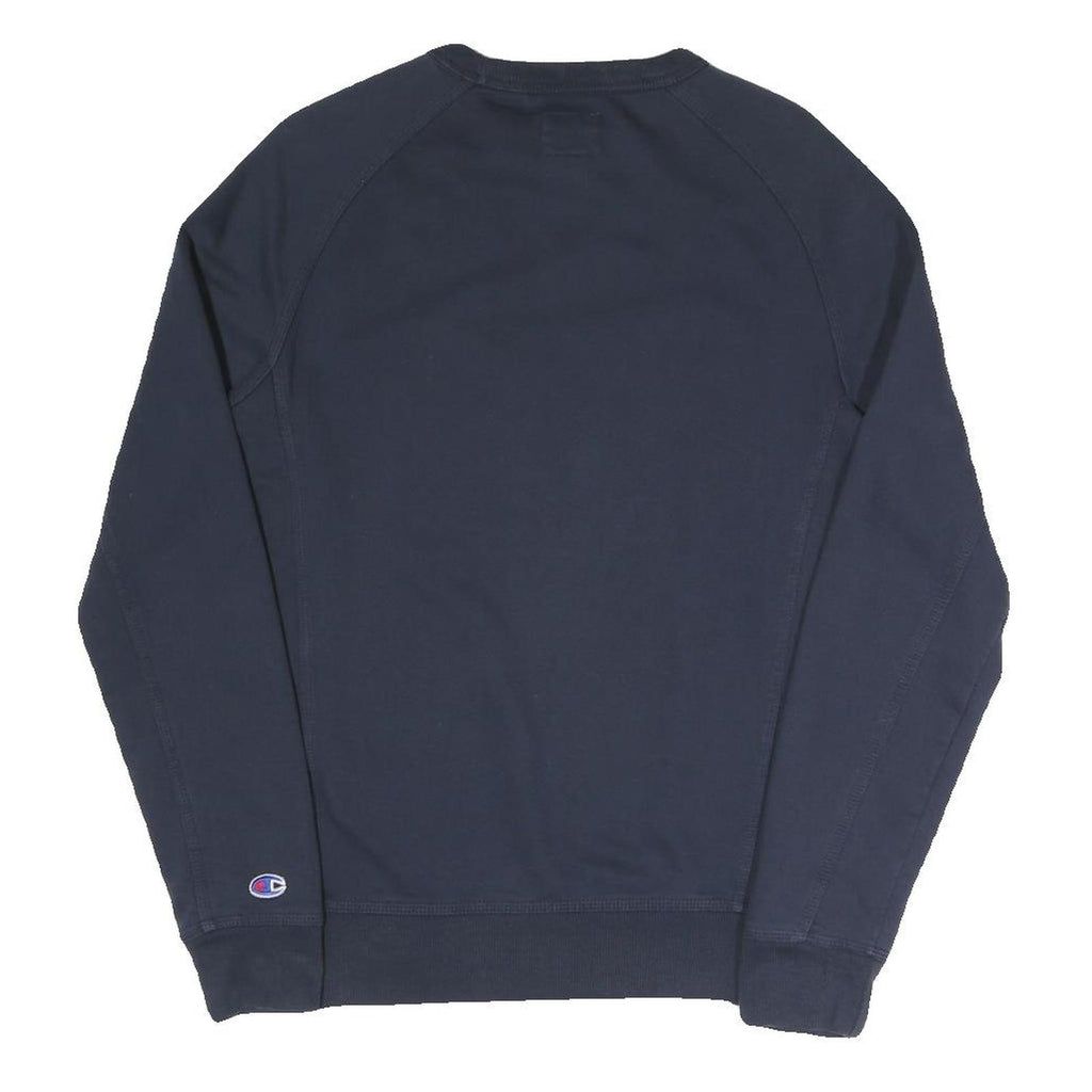 CHAMPION Mens Navy Blue Crew Neck S Cotton Blend Logo Sweatshirt