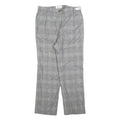 DELMOD Womens Wool Blend Grey Check Regular Straight Trousers W34 L28 Classic