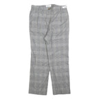 DELMOD Womens Wool Blend Grey Check Regular Straight Trousers W34 L28 Classic
