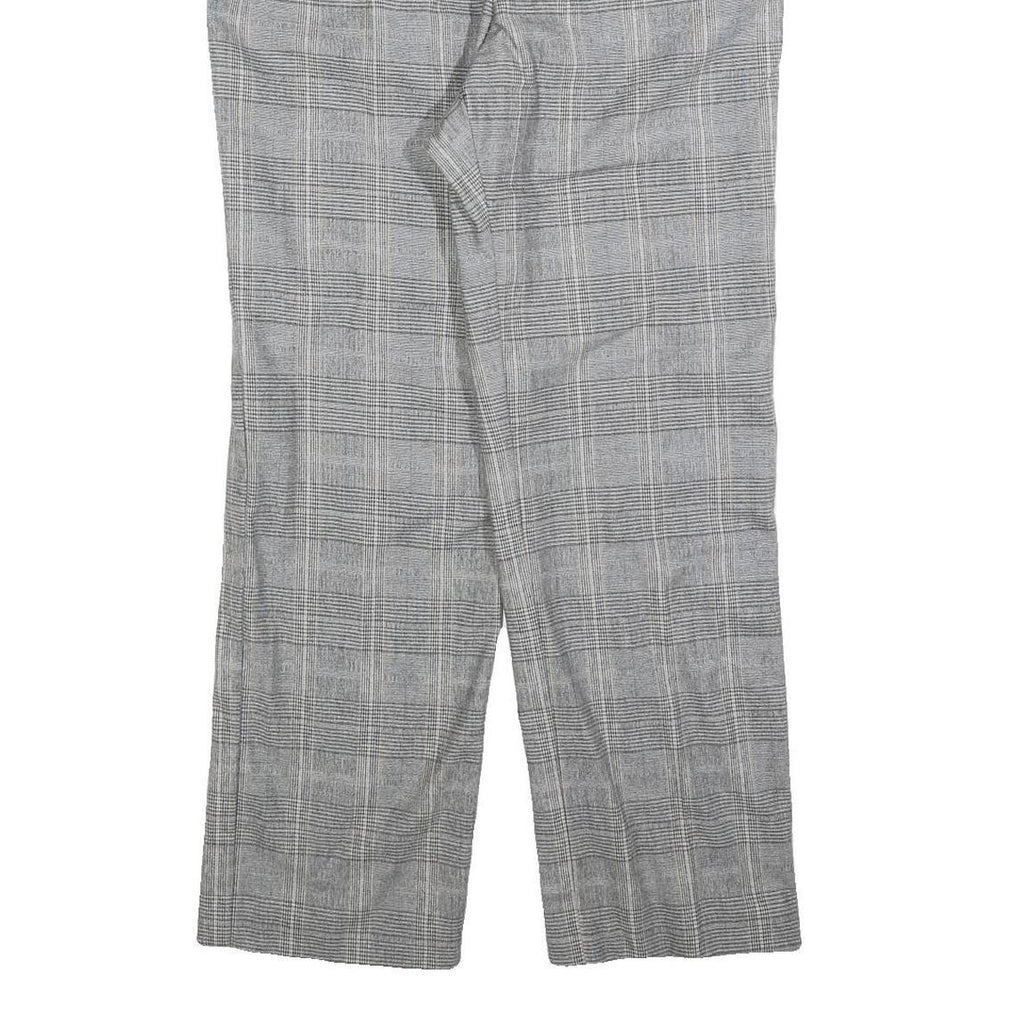 DELMOD Womens Wool Blend Grey Check Regular Straight Trousers W34 L28 Classic