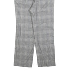 DELMOD Womens Wool Blend Grey Check Regular Straight Trousers W34 L28 Classic