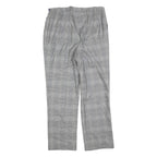 DELMOD Womens Wool Blend Grey Check Regular Straight Trousers W34 L28 Classic