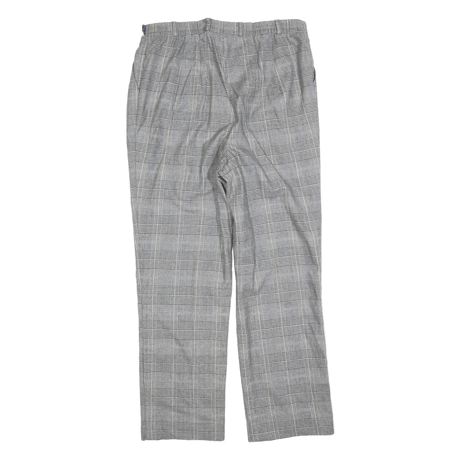 DELMOD Womens Wool Blend Grey Check Regular Straight Trousers W34 L28 Classic
