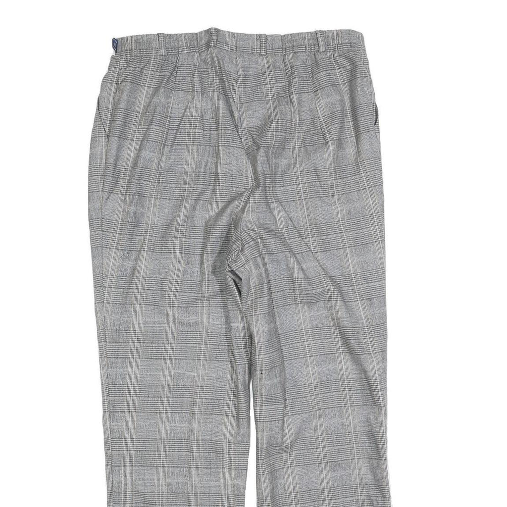 DELMOD Womens Wool Blend Grey Check Regular Straight Trousers W34 L28 Classic