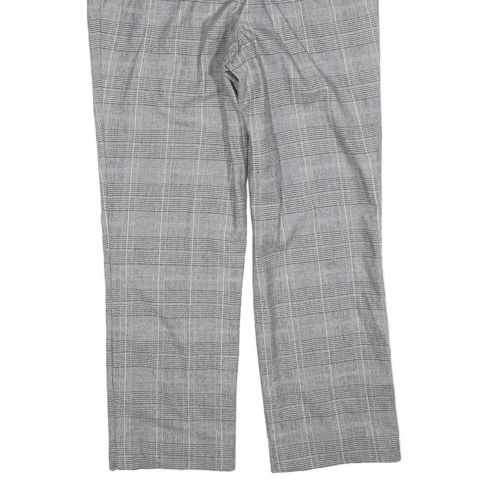 DELMOD Womens Wool Blend Grey Check Regular Straight Trousers W34 L28 Classic