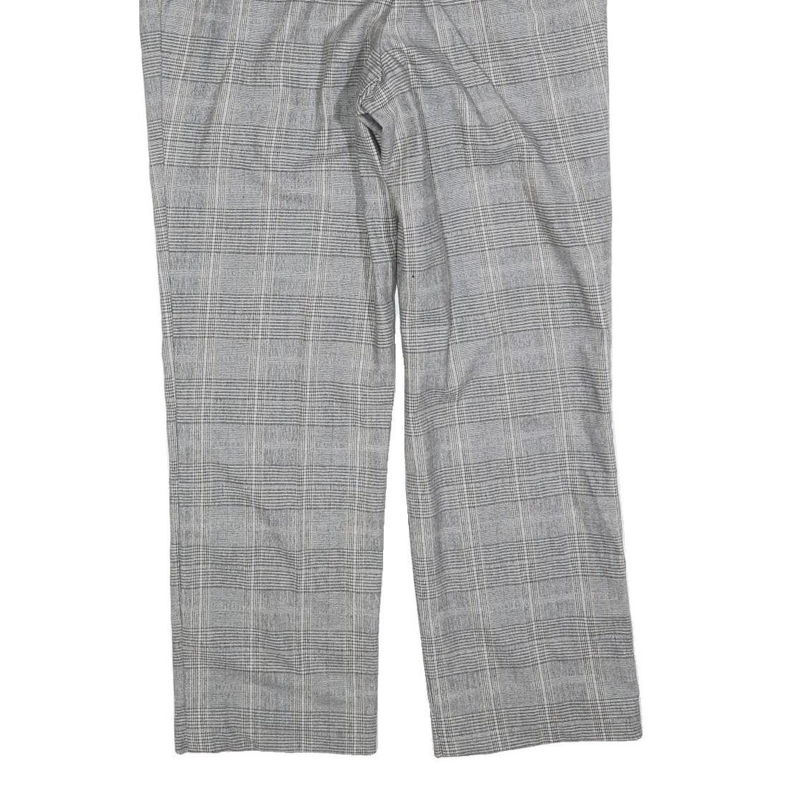 DELMOD Womens Wool Blend Grey Check Regular Straight Trousers W34 L28 Classic