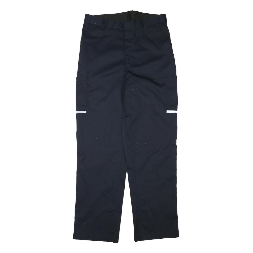 Mens Navy Relaxed Fit Polyester Blend Workwear Zip Trousers W34 L33