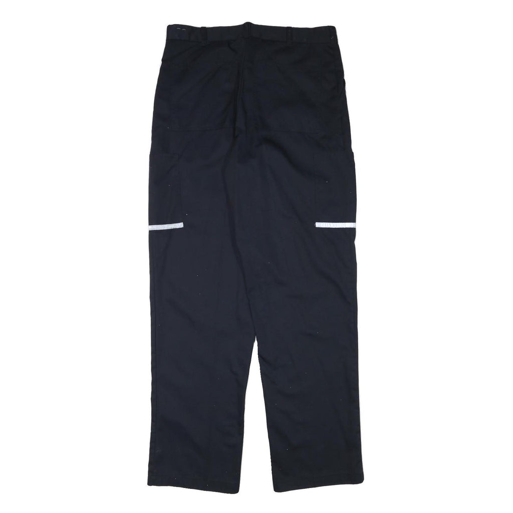 Mens Navy Relaxed Fit Polyester Blend Workwear Zip Trousers W34 L33