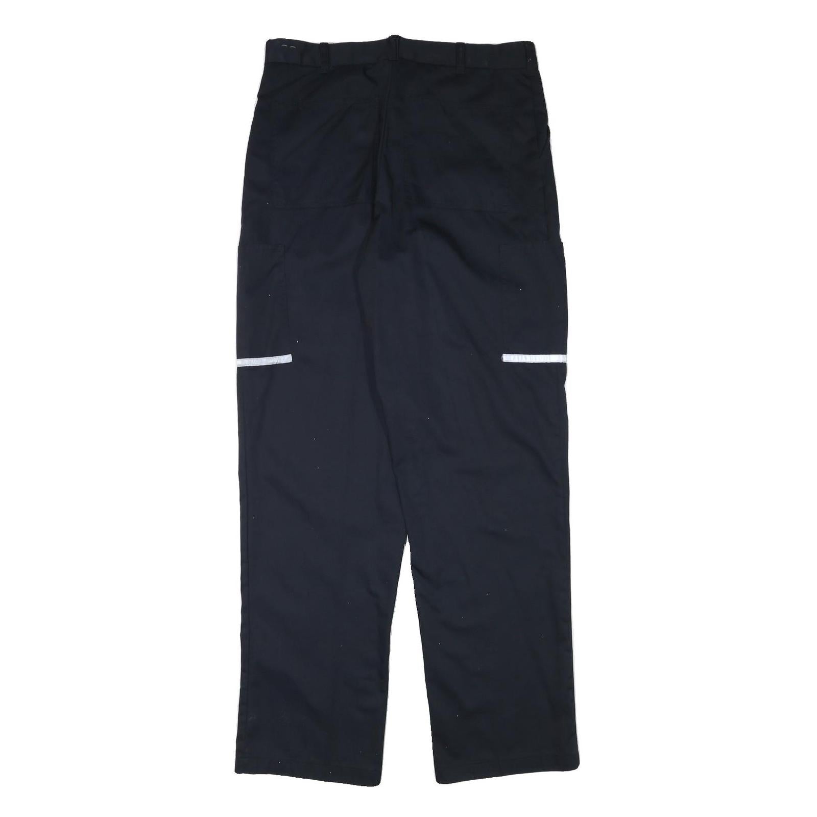 Mens Navy Relaxed Fit Polyester Blend Workwear Zip Trousers W34 L33