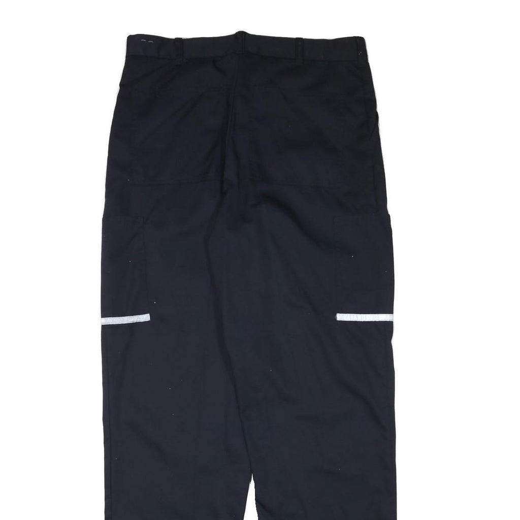 Mens Navy Relaxed Fit Polyester Blend Workwear Zip Trousers W34 L33