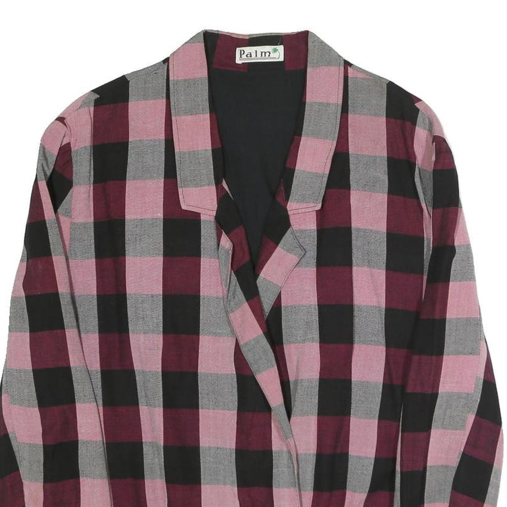 PALM Womens Pink & Grey Checked Casual Jacket XL Cotton Blend Button Fastening