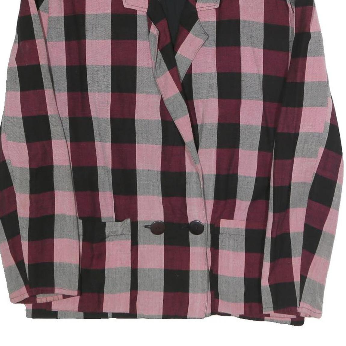 PALM Womens Pink & Grey Checked Casual Jacket XL Cotton Blend Button Fastening