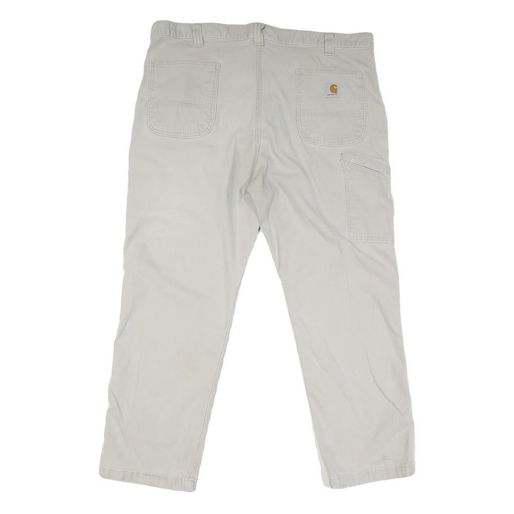 CARHARTT Mens Cotton Blend Cream Regular Fit Straight Leg Trousers W40 L27