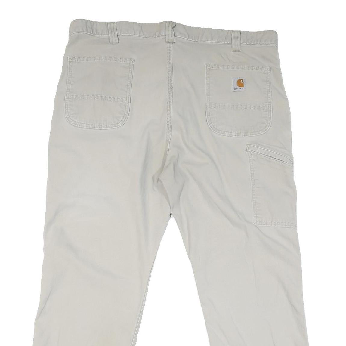 CARHARTT Mens Cotton Blend Cream Regular Fit Straight Leg Trousers W40 L27