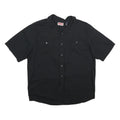 WRANGLER Mens Black Casual Cotton Blend Short Sleeve Shirt L Button Pocket