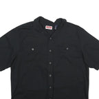 WRANGLER Mens Black Casual Cotton Blend Short Sleeve Shirt L Button Pocket