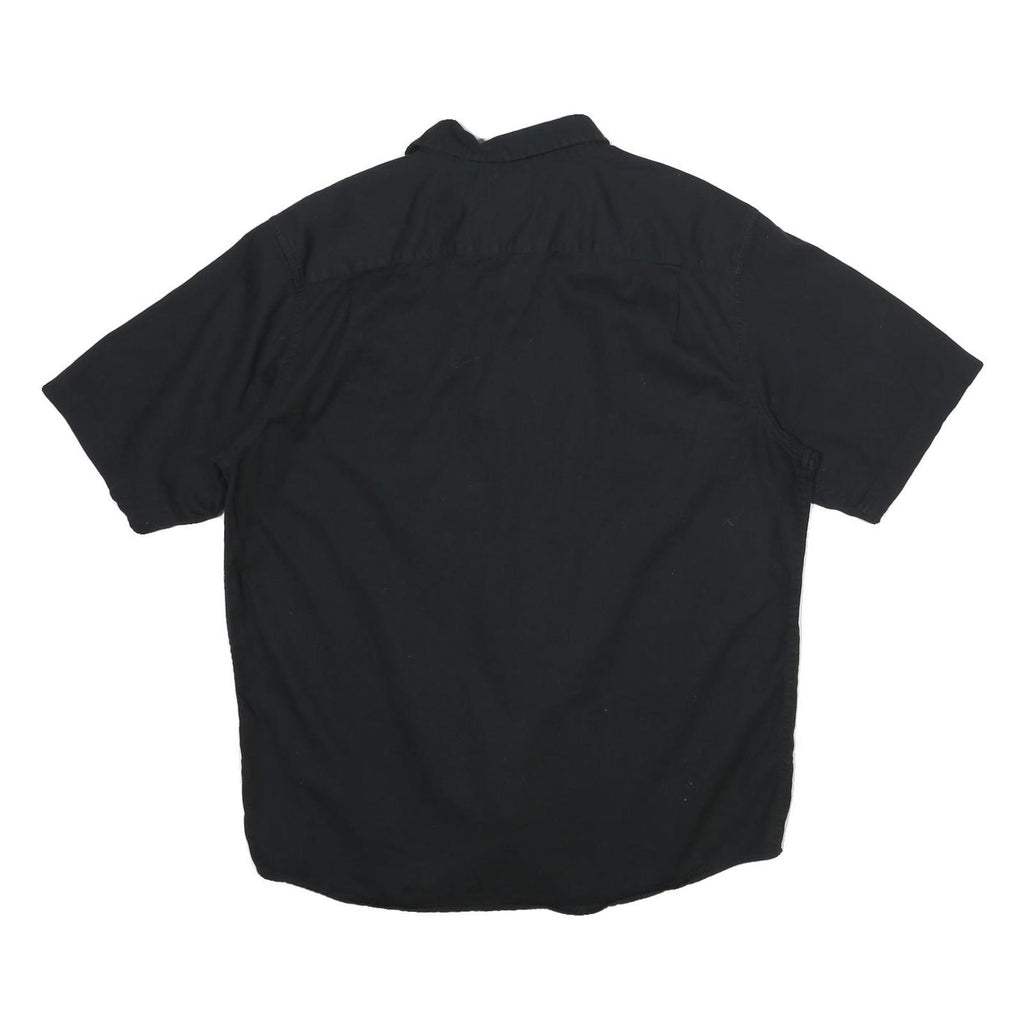WRANGLER Mens Black Casual Cotton Blend Short Sleeve Shirt L Button Pocket