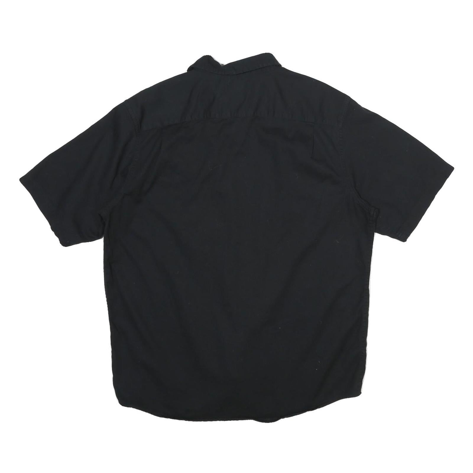 WRANGLER Mens Black Casual Cotton Blend Short Sleeve Shirt L Button Pocket