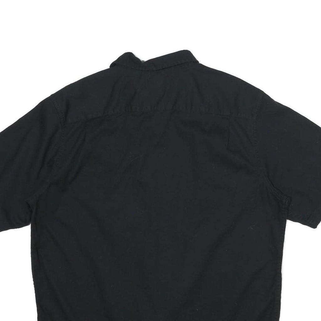 WRANGLER Mens Black Casual Cotton Blend Short Sleeve Shirt L Button Pocket