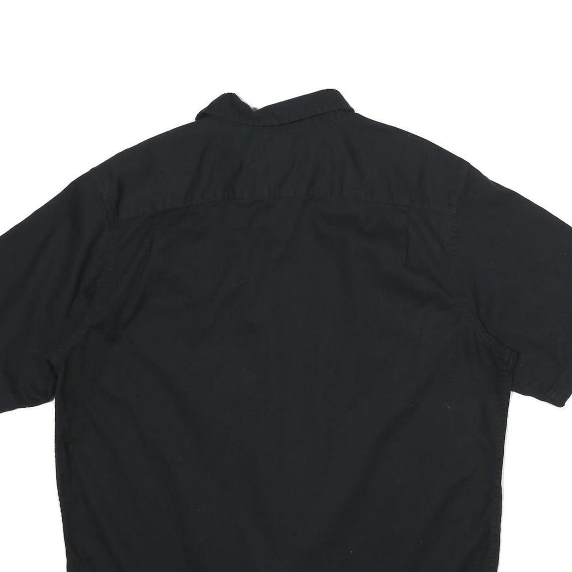 WRANGLER Mens Black Casual Cotton Blend Short Sleeve Shirt L Button Pocket