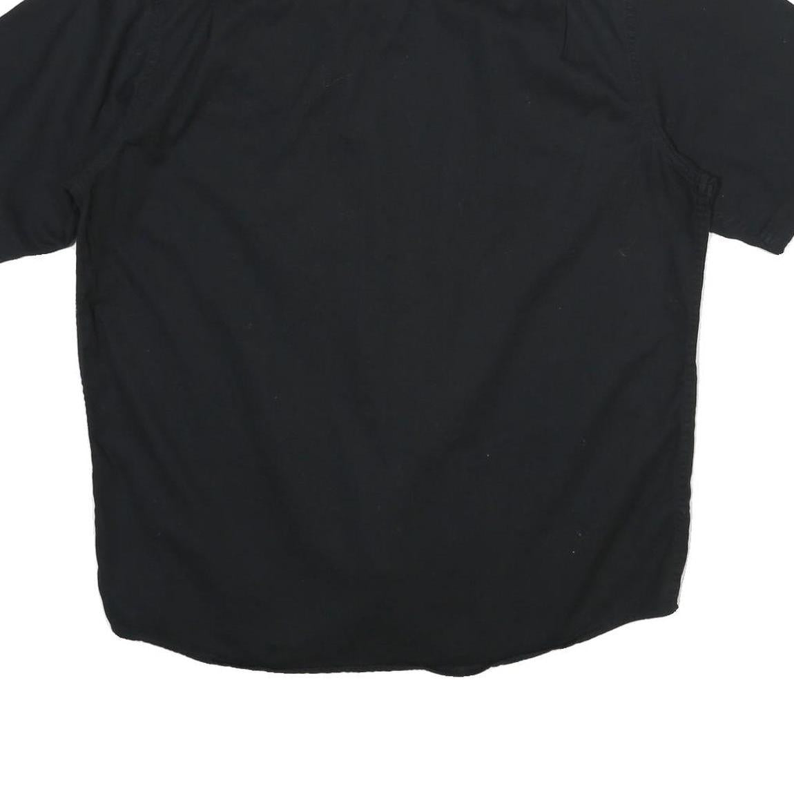 WRANGLER Mens Black Casual Cotton Blend Short Sleeve Shirt L Button Pocket