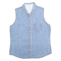 TOMMY HILFIGER Womens Blue Denim Sleeveless Shirt M Light Wash Cotton Casual