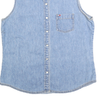 TOMMY HILFIGER Womens Blue Denim Sleeveless Shirt M Light Wash Cotton Casual