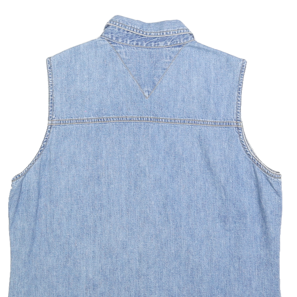 TOMMY HILFIGER Womens Blue Denim Sleeveless Shirt M Light Wash Cotton Casual