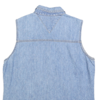 TOMMY HILFIGER Womens Blue Denim Sleeveless Shirt M Light Wash Cotton Casual