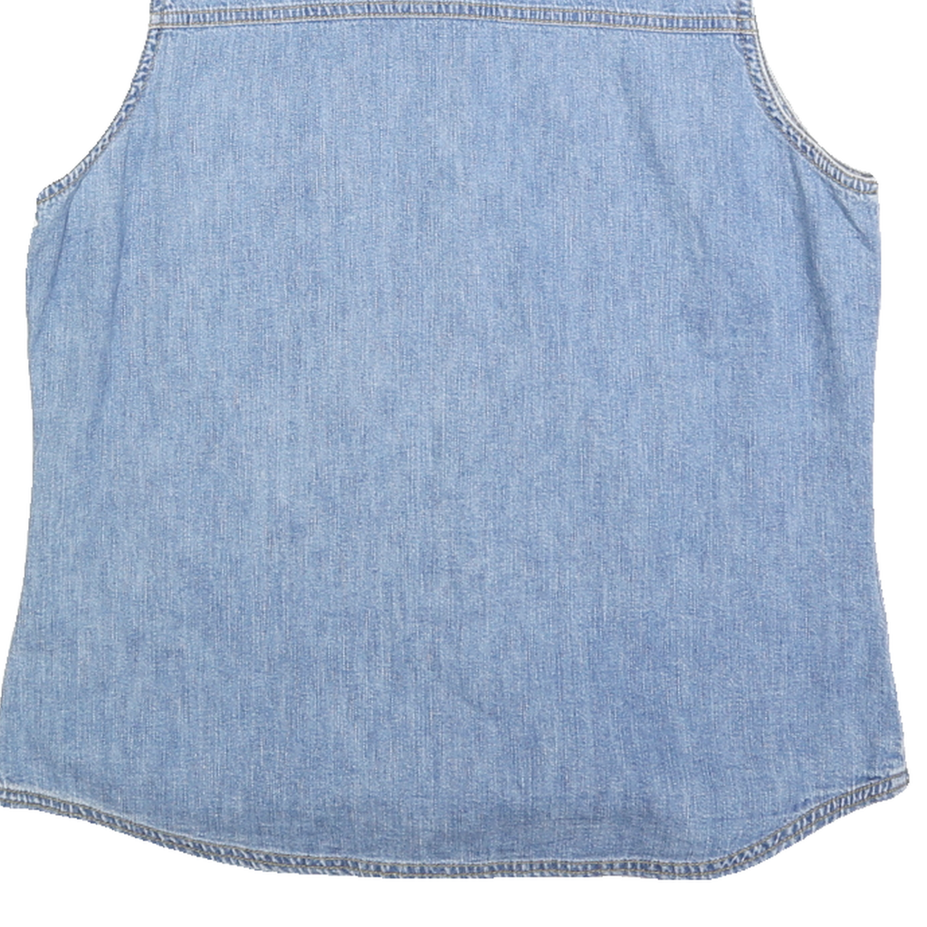 TOMMY HILFIGER Womens Blue Denim Sleeveless Shirt M Light Wash Cotton Casual