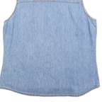 TOMMY HILFIGER Womens Blue Denim Sleeveless Shirt M Light Wash Cotton Casual