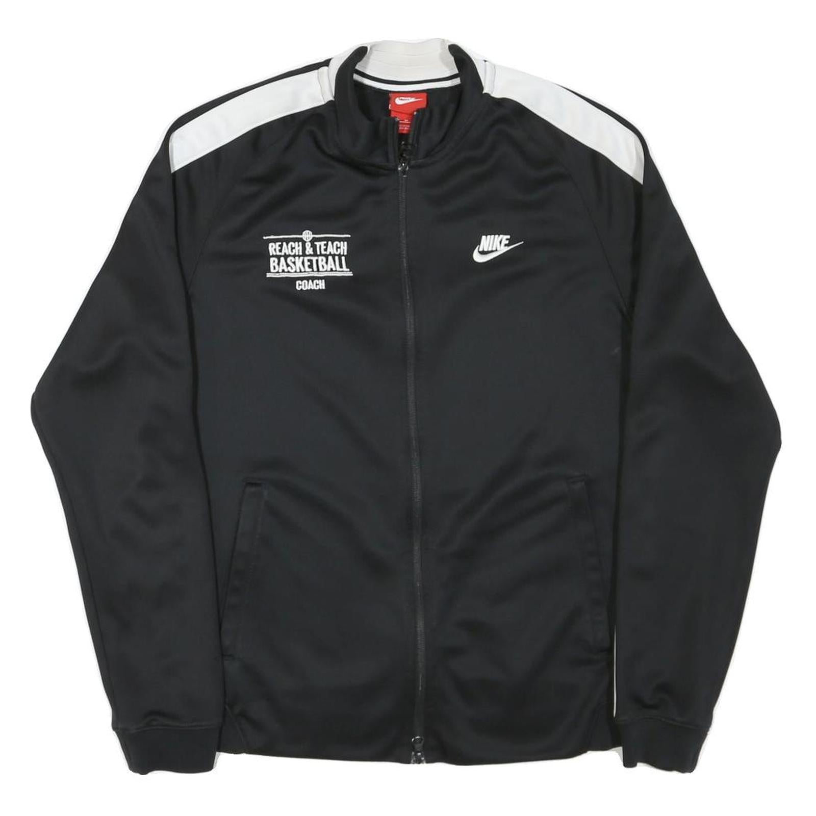 NIKE Womens Black & White Basketball Coach Zip Jacket M Polyester Blend Track
