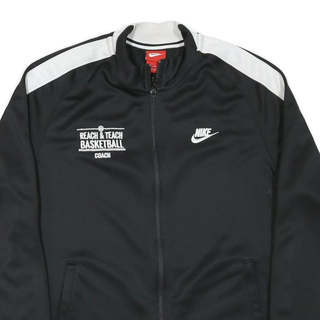 NIKE Womens Black & White Basketball Coach Zip Jacket M Polyester Blend Track