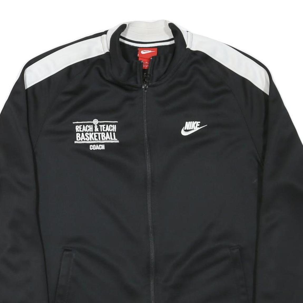 NIKE Womens Black & White Basketball Coach Zip Jacket M Polyester Blend Track